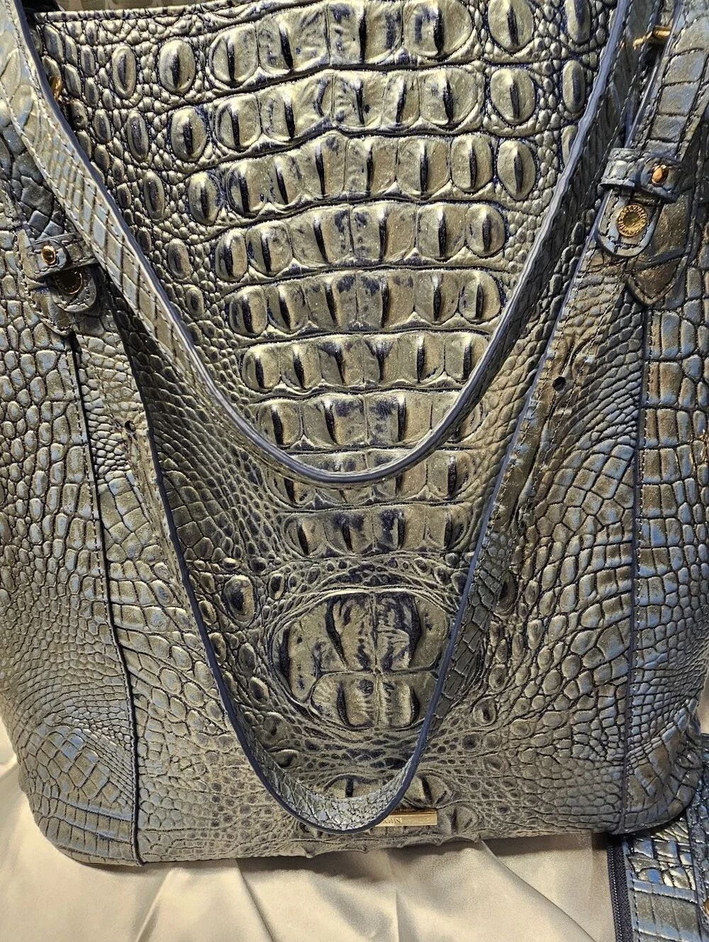 Brahmin Large Abigail Tote & Matching Slim Card Wallet Serenity Ombre Melbourne - Picture 12 of 13